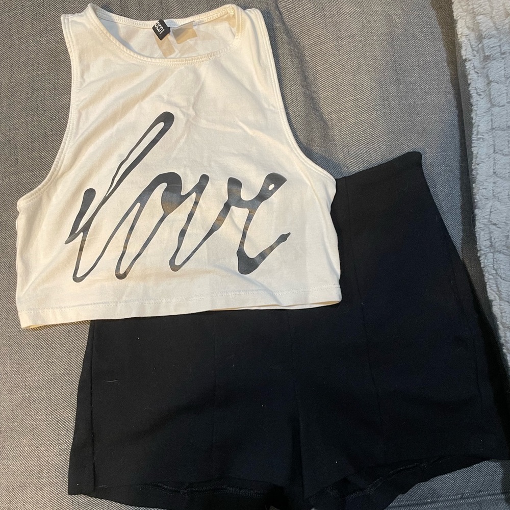 White “Love” Cropped Tank